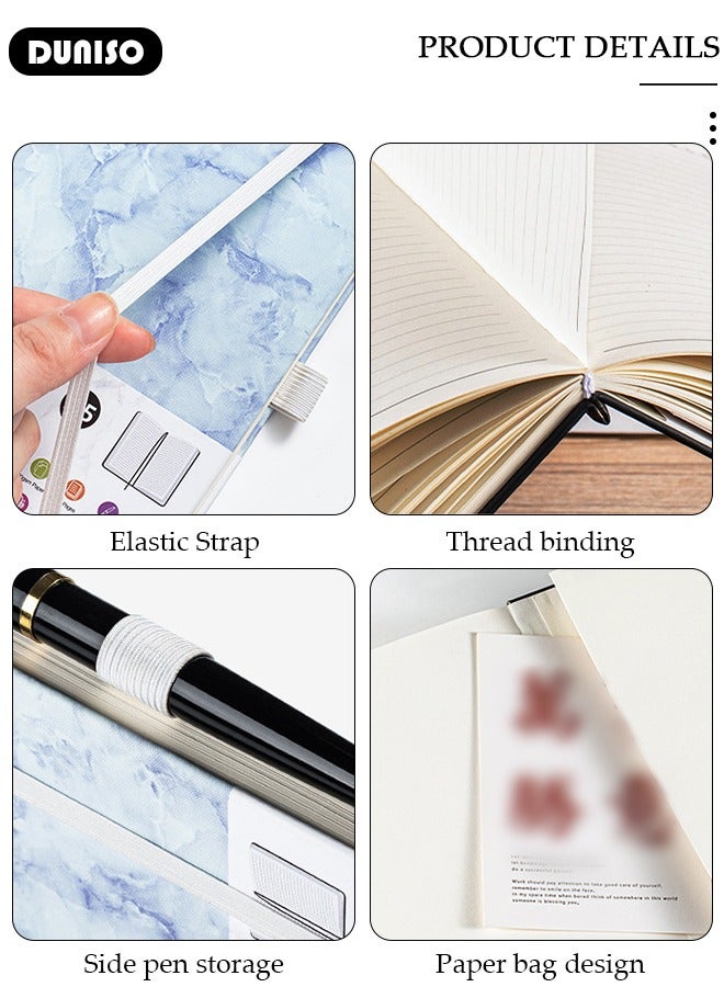 DUNISO A5 Notebook, Portable Notepad with Ribbon Bookmark, Transverse Line Diary Notebook for Women Men, Classic Transverse Line Notepad with Pen Slot for Writing,Travel,Work & School - Image 2