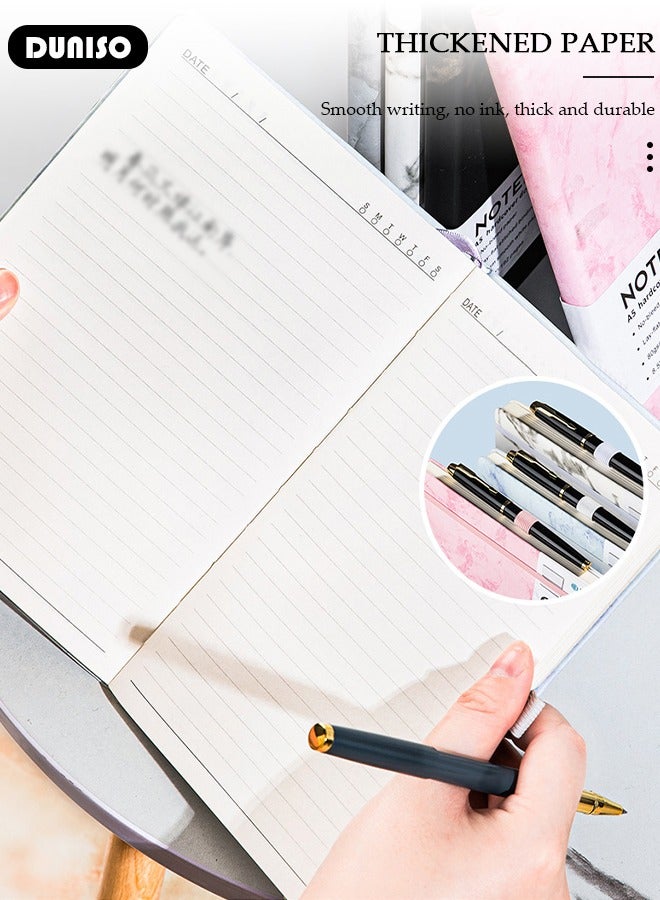 DUNISO A5 Notebook, Portable Notepad with Ribbon Bookmark, Transverse Line Diary Notebook for Women Men, Classic Transverse Line Notepad with Pen Slot for Writing,Travel,Work & School - Image 3