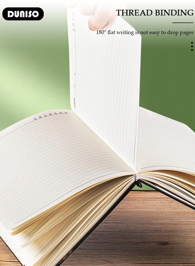 DUNISO A5 Notebook, Portable Notepad with Ribbon Bookmark, Transverse Line Diary Notebook for Women Men, Classic Transverse Line Notepad with Pen Slot for Writing,Travel,Work & School - Image 5