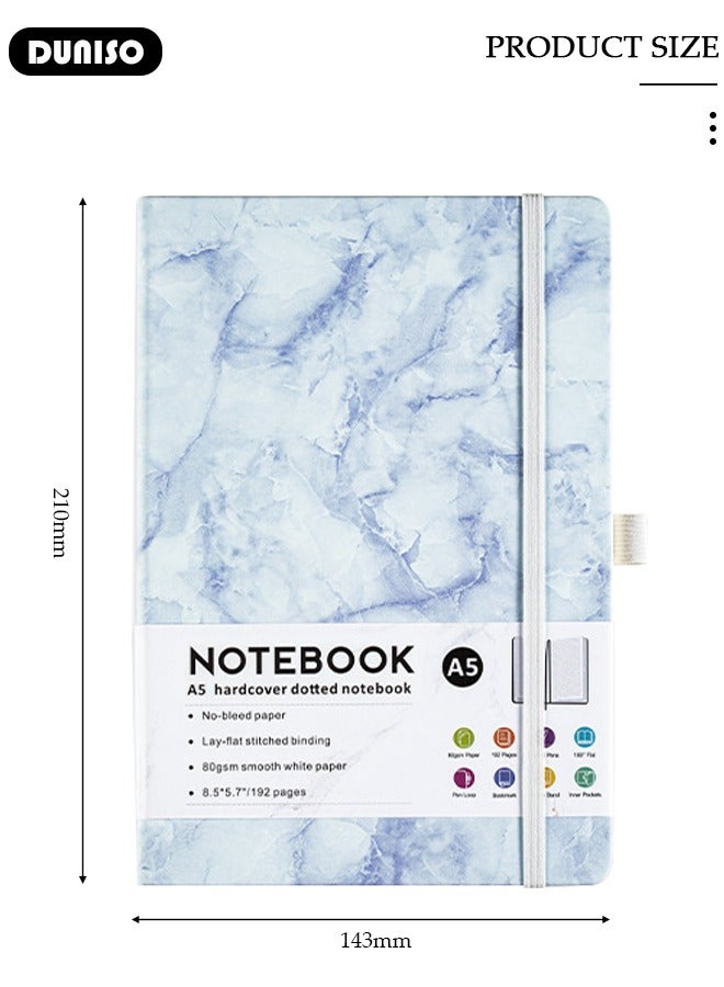 DUNISO A5 Notebook, Portable Notepad with Ribbon Bookmark, Transverse Line Diary Notebook for Women Men, Classic Transverse Line Notepad with Pen Slot for Writing,Travel,Work & School - Image 4