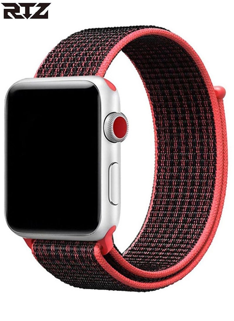 RTZ - Replacement Nylon Straps For Apple Watch 42/44/45/49 mm Pink/Black - Image 1