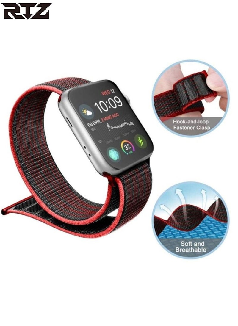 RTZ - Replacement Nylon Straps For Apple Watch 42/44/45/49 mm Pink/Black - Image 1