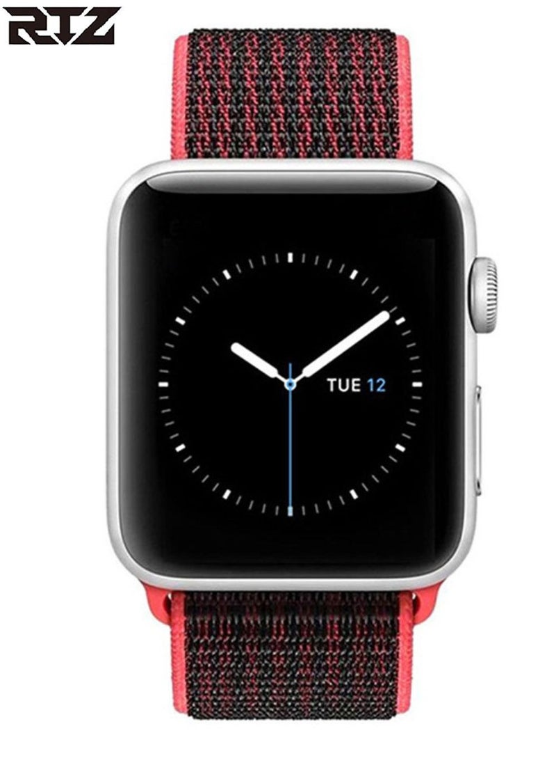 RTZ - Replacement Nylon Straps For Apple Watch 42/44/45/49 mm Pink/Black - Image 1