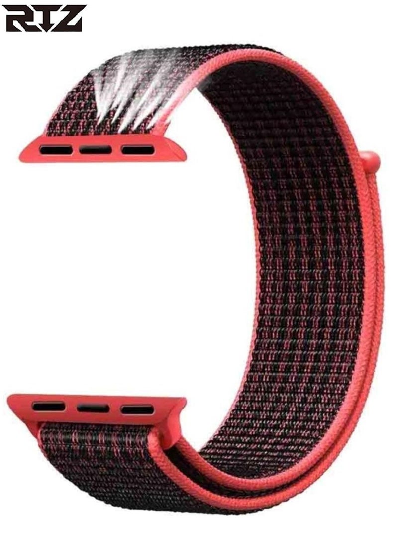 RTZ - Replacement Nylon Straps For Apple Watch 42/44/45/49 mm Pink/Black - Image 1