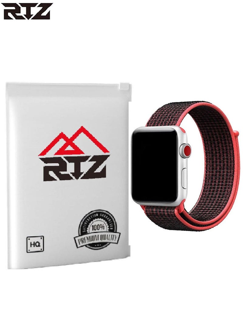 RTZ - Replacement Nylon Straps For Apple Watch 42/44/45/49 mm Pink/Black - Image 1