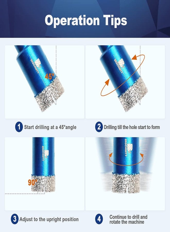 BRSCHNITT Dry Diamond Core Drill Bit Set,BRSCHNITT 2pcs 1 Inch (25 mm) Diamond Hole Saw Core Drill Bit with Triangle Shank for Porcelain Tile Ceramic Stone Granite Marble（1 pack/2pcs） - Image 4