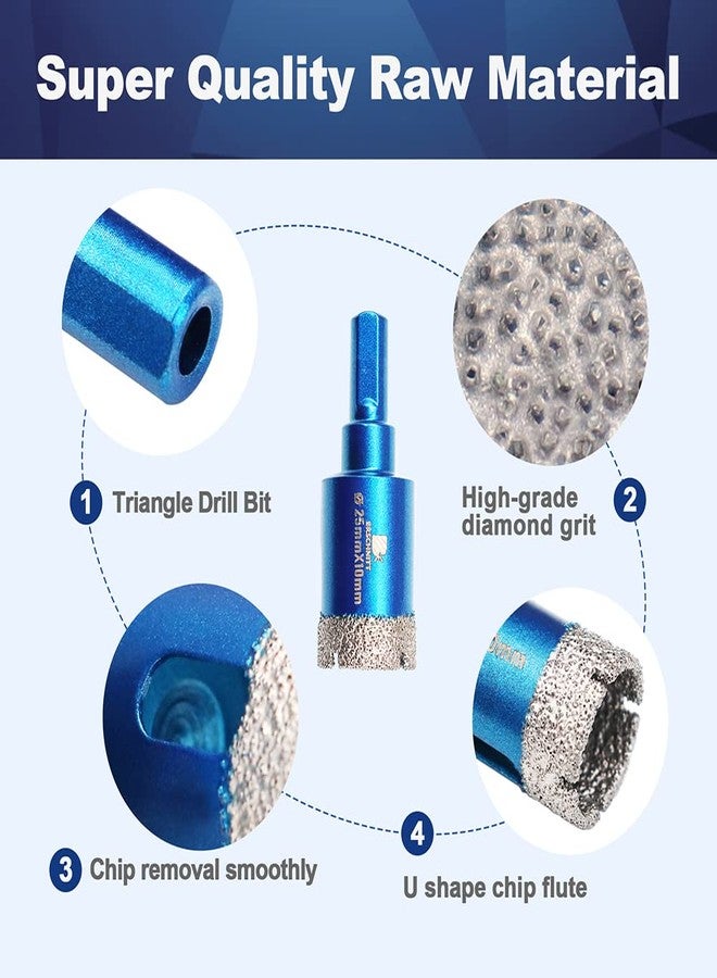 BRSCHNITT Dry Diamond Core Drill Bit Set,BRSCHNITT 2pcs 1 Inch (25 mm) Diamond Hole Saw Core Drill Bit with Triangle Shank for Porcelain Tile Ceramic Stone Granite Marble（1 pack/2pcs） - Image 2