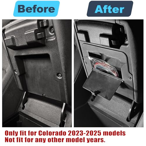 SDPVorn Updated Hidden Storage for 2023-2025 Chevy Colorado Canyon Center Console Organizer Armrest Secret Compartment Tissue Holder Interior Accessories Black - Image 2