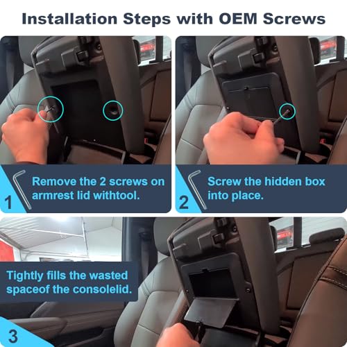 SDPVorn Updated Hidden Storage for 2023-2025 Chevy Colorado Canyon Center Console Organizer Armrest Secret Compartment Tissue Holder Interior Accessories Black - Image 3