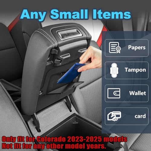 SDPVorn Updated Hidden Storage for 2023-2025 Chevy Colorado Canyon Center Console Organizer Armrest Secret Compartment Tissue Holder Interior Accessories Black - Image 5