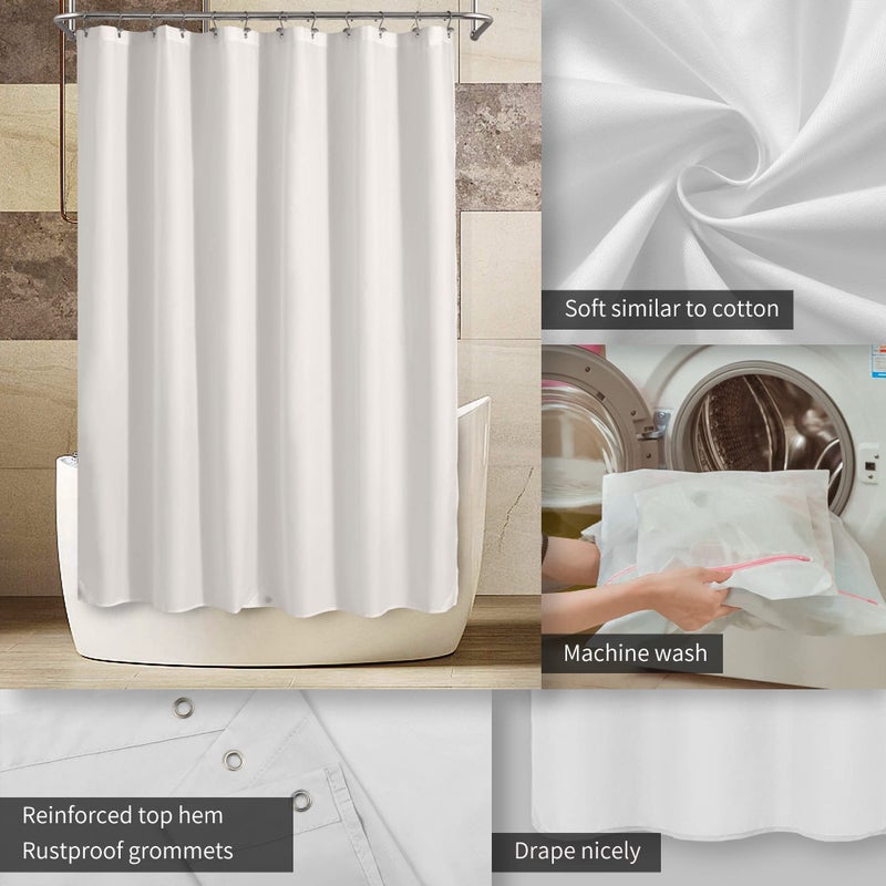 ALYVIA SPRING Waterproof Fabric Shower Curtain Liner with 3 Magnets - Soft Hotel Quality Cloth Shower Liner, Light-Weight & Machine Washable - Standard Size 72x72, White - Image 3