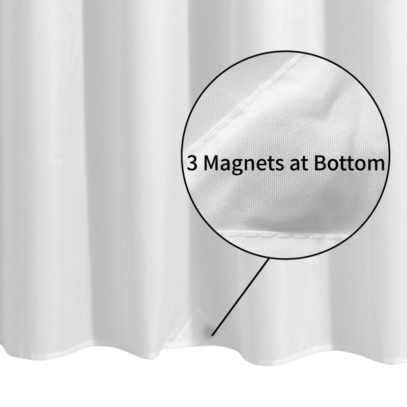 ALYVIA SPRING Waterproof Fabric Shower Curtain Liner with 3 Magnets - Soft Hotel Quality Cloth Shower Liner, Light-Weight & Machine Washable - Standard Size 72x72, White - Image 2