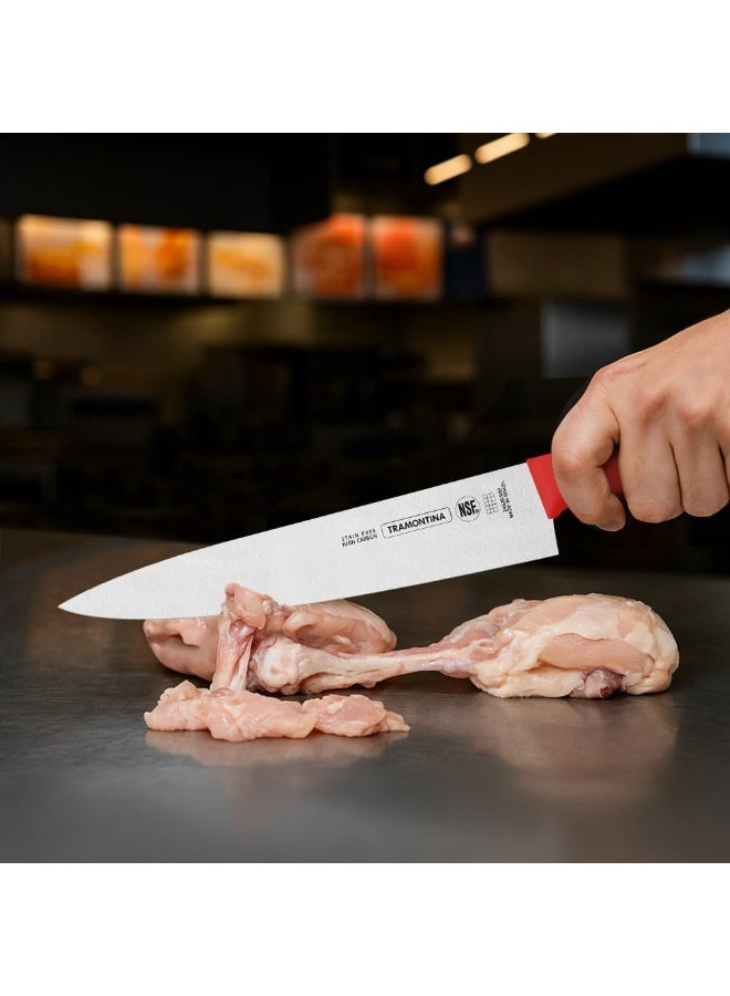 ترامونتينا سكين ترامونتينا الاحترافية للحوم مقاس 8 بوصات بشفرة من الفولاذ المقاوم للصدأ ومقبض من البولي بروبيلين الأحمر مع حماية مضادة للميكروبات - Image 2