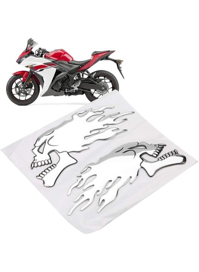 klarako 2Pcs 3D Motorcycle Sticker, Motorcycle Tank Decals Stickers Skull Head Car Sticker Decor Decal - Image 2