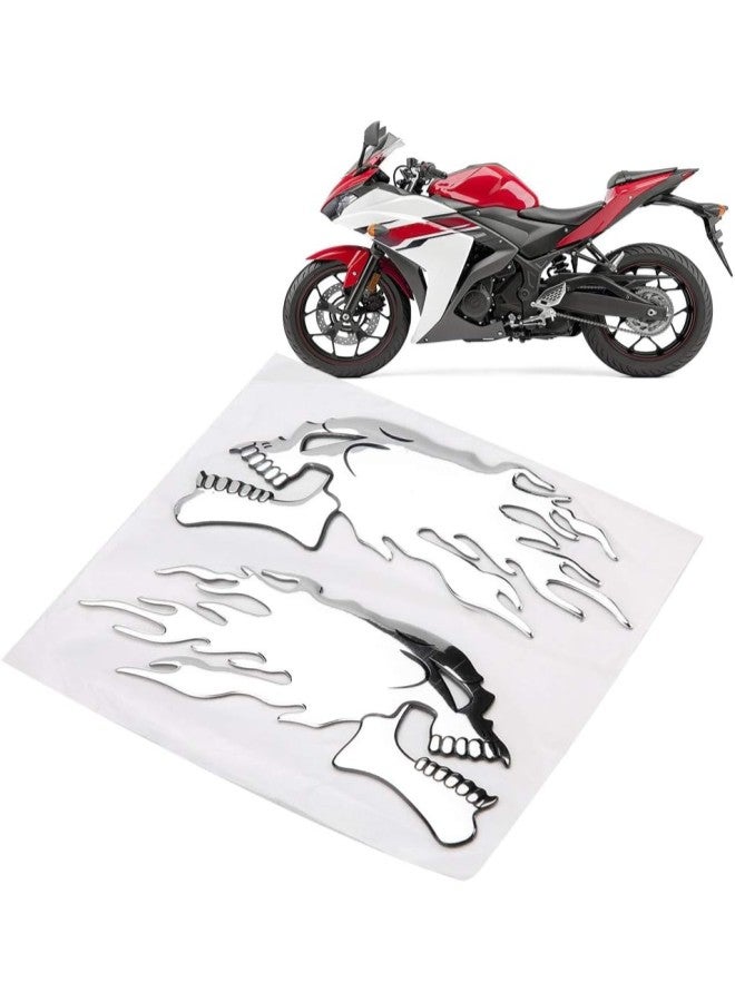 klarako 2Pcs 3D Motorcycle Sticker, Motorcycle Tank Decals Stickers Skull Head Car Sticker Decor Decal - Image 3