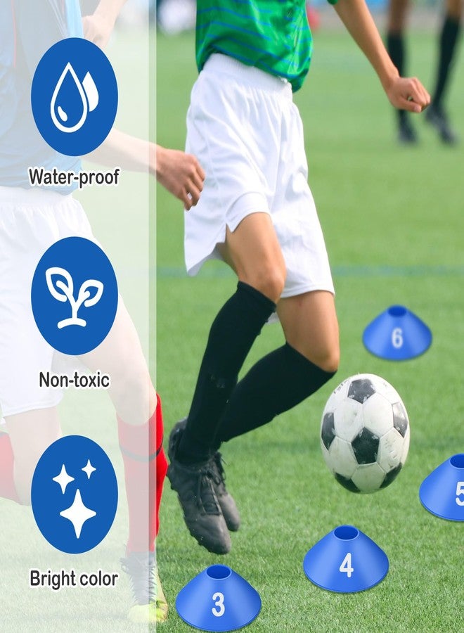 Relaxgiant 10 Pcs Numbered Sports Disc Cones 1-10 Soccer Cones with Mesh Carry Bag Flexible Agility Cones Soft Field Cones for Gym PE Classes School Activities Games, Sports Training Equipment (Blue) - Image 4