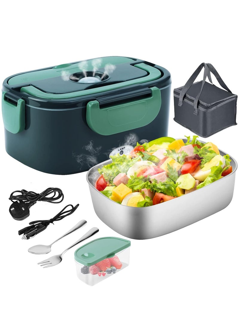 Electric Lunch Box 12V/24V/220V, 1.5L Stainless Steel Fast Heating Box, Removable Meal Box, for Office, School, Travel, Car, with Insulated Bag - Image 1