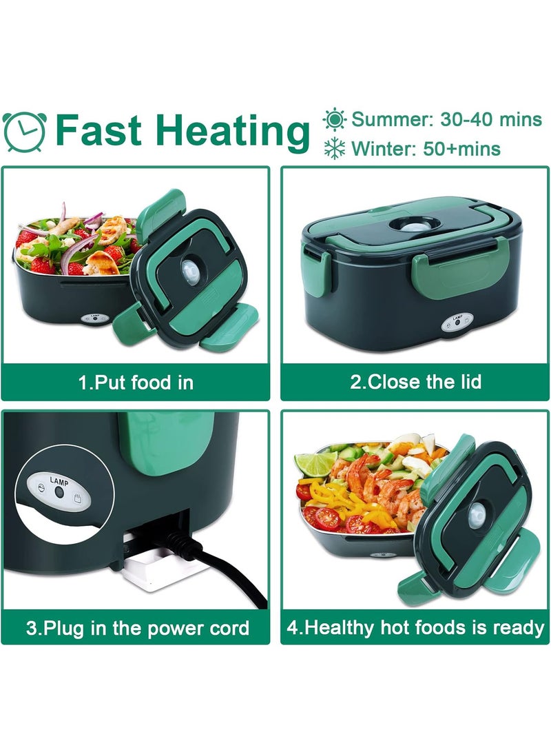 Electric Lunch Box 12V/24V/220V, 1.5L Stainless Steel Fast Heating Box, Removable Meal Box, for Office, School, Travel, Car, with Insulated Bag - Image 4
