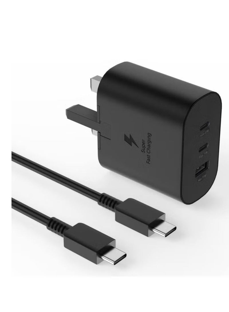 General 65W Fast Charger for Galaxy Three-Port Charger Head with USB Type-C Charging Cable, S25 Ultra S24 Ultra S23 Ultra S23 Plus S23 S23 S22 Ultra S22 S21 Ultra S21 S21 A54 A53 A52A  - Image 2