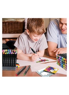 Touch 80pcs Dual Tip Markers Set, Assorted Colors Stylish Black Body with Black Cloth Bag  - Image 3