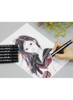 Touch 80pcs Dual Tip Markers Set, Assorted Colors Stylish Black Body with Black Cloth Bag  - Image 2