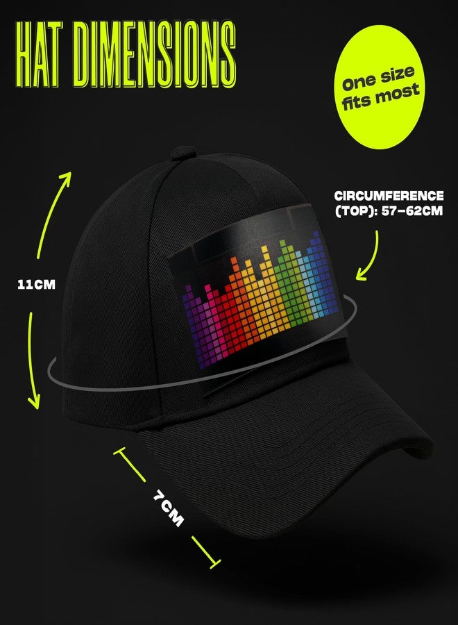 GloFX Black LED Equalizer Baseball Hat - Sound Reactive Light-Up Hat for Raves, Parties & Festivals - 2 AAA Batteries Required, Not Included - Image 3