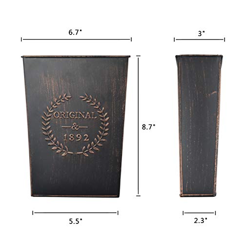 LESEN Rustic Metal Wall Planter Country Home Hanging Wall Vase Pocket for Plants or Flower Indoor or Outdoor Farmhouse Wall Decor,Set of 2 - Image 4