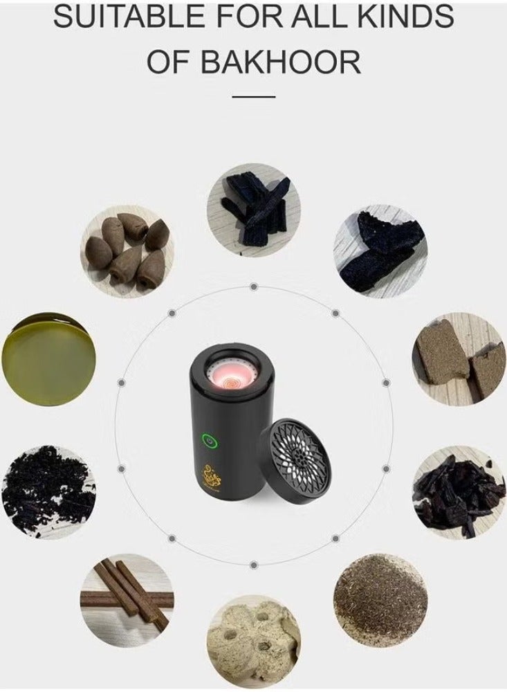 ACHAS Electric USB Rechargeable Incense Burner Black 14x6x6cm - Image 2