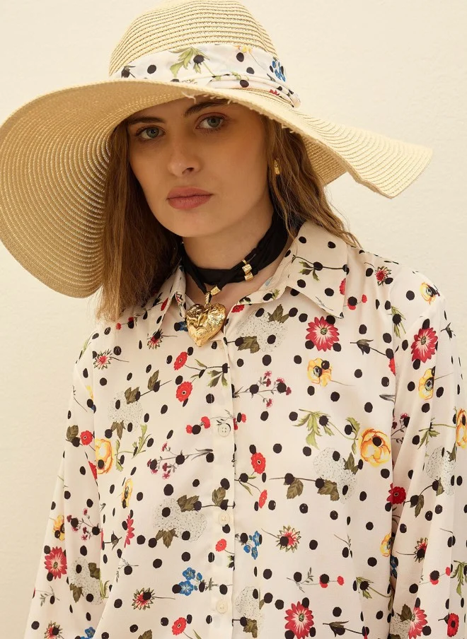 SASSAFRAS Floral Printed Shirt And Palazzo Set For Women