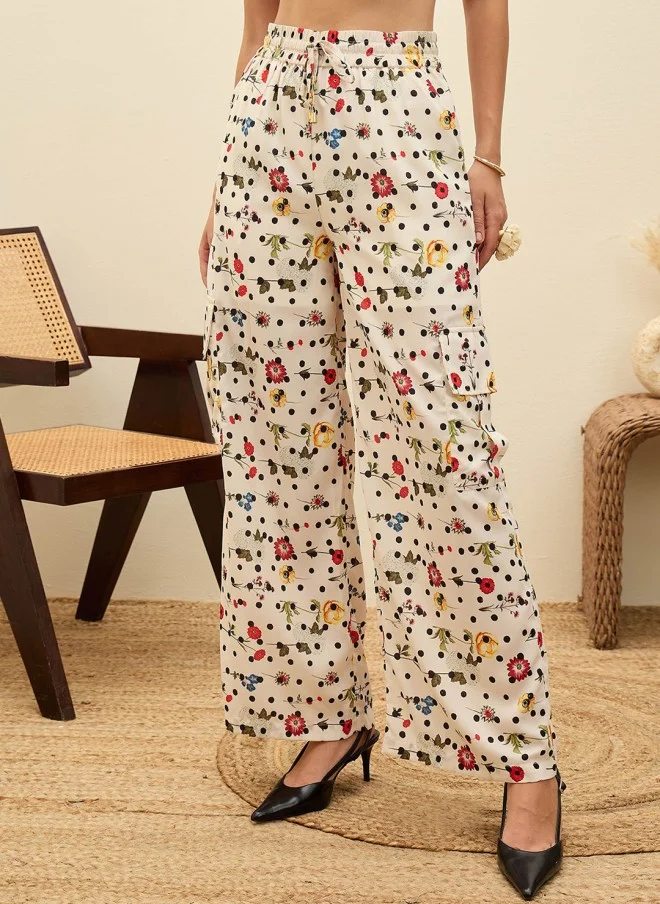 SASSAFRAS Floral Printed Shirt And Palazzo Set For Women