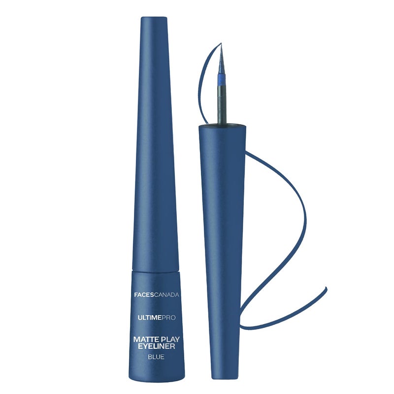 FACESCANADA Ultime Pro Matte Play Blue Eyeliner Sapphire 24HR Long Lasting Matte Finish Quick Dry Precise Felt Tip Waterproof Smudge Proof 008 Fl Oz25ml
