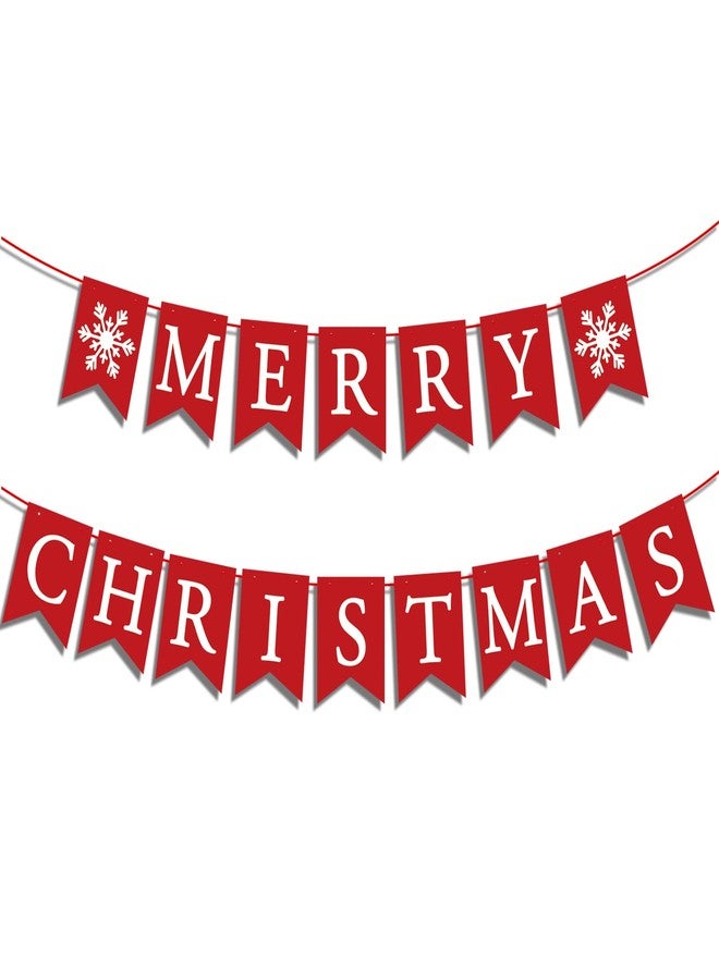 NAOPSY Merry Christmas Banner Sign for Fireplace Decor - Wall Decor & Cubicle Hanging - Indoor Farmhouse Christmas Decor - Image 1