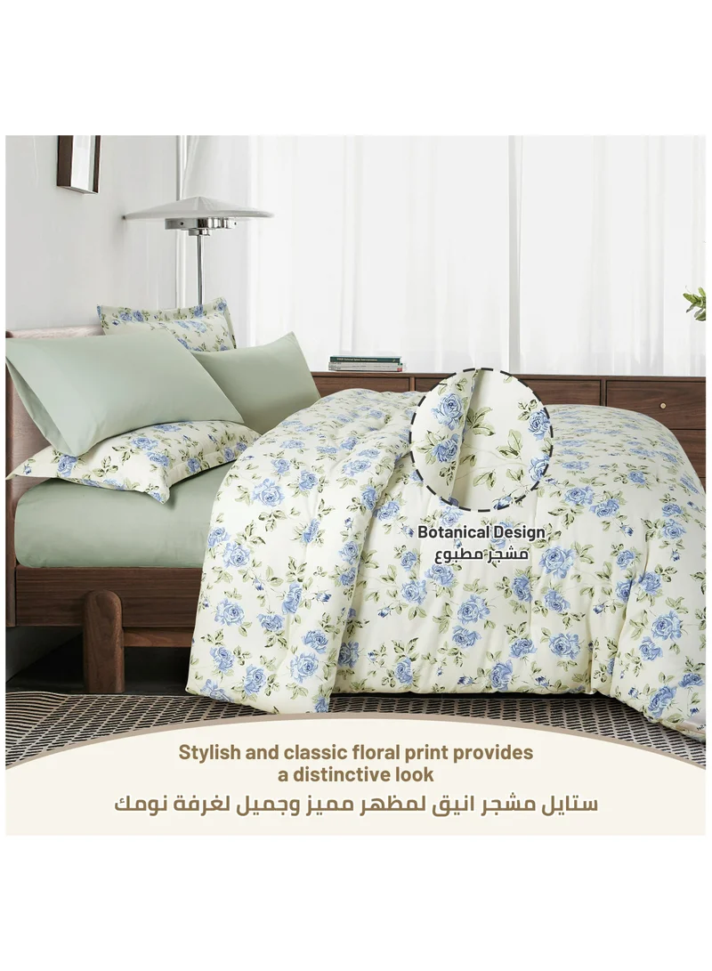 Donetella Printed Comforter Set 4-Pcs  Twin Size 180 x 240 cm, Lightweight All Season Bed Bedding Set With Down Alternative Filling,