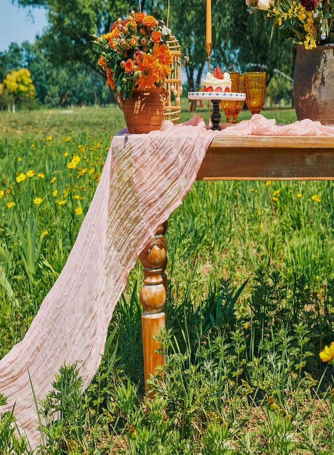 DOLOPL Blush Pink Cheesecloth Table Runner 10FT Baby Shower Decorations for Girl Gauze Wedding Cheese Cloth Table Runner for Bridal Shower Decorations Table Runner, Gender Reveal Decorations - Image 3