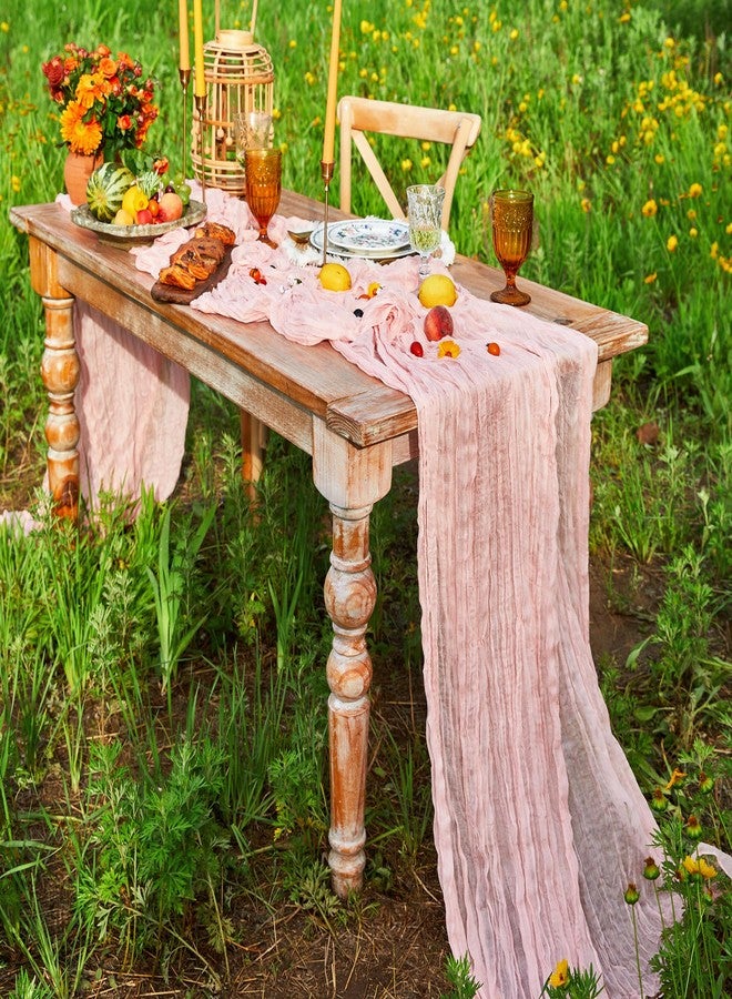 DOLOPL Blush Pink Cheesecloth Table Runner 10FT Baby Shower Decorations for Girl Gauze Wedding Cheese Cloth Table Runner for Bridal Shower Decorations Table Runner, Gender Reveal Decorations - Image 5