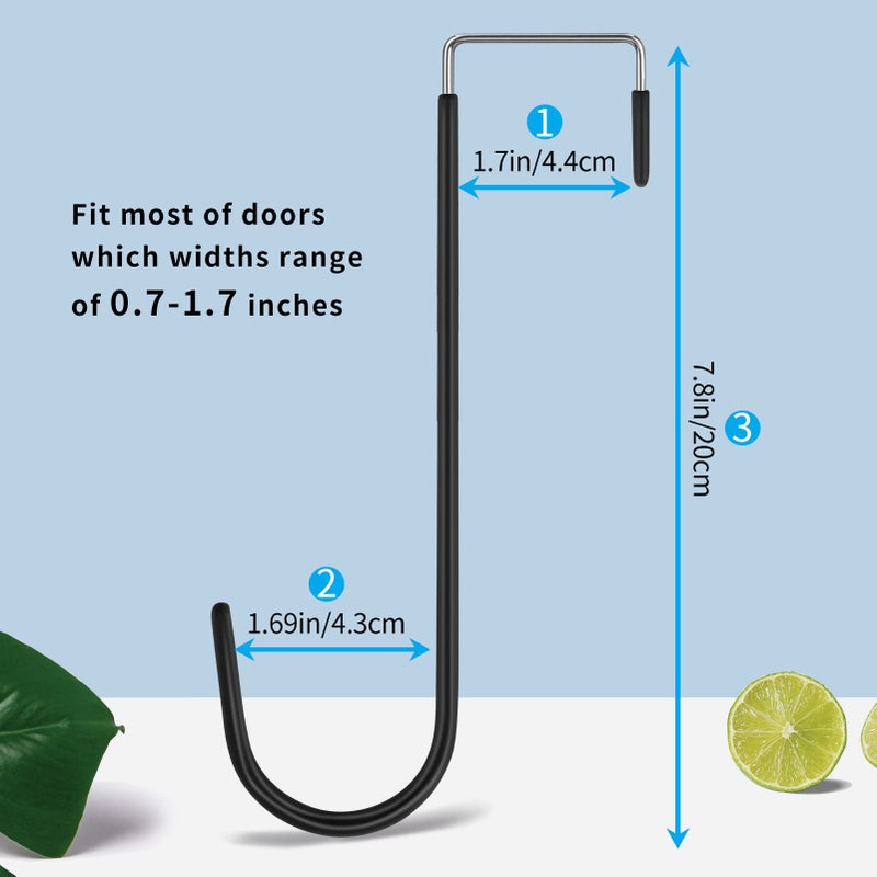 FYY Over The Door Hooks, 4 Pack Upgraded Long Door Hangers Hooks with Rubber Prevent Scratches Heavy Duty Organizer Hooks for Hanging Clothes, Towels, Hats, Coats, Bags Black - Image 2