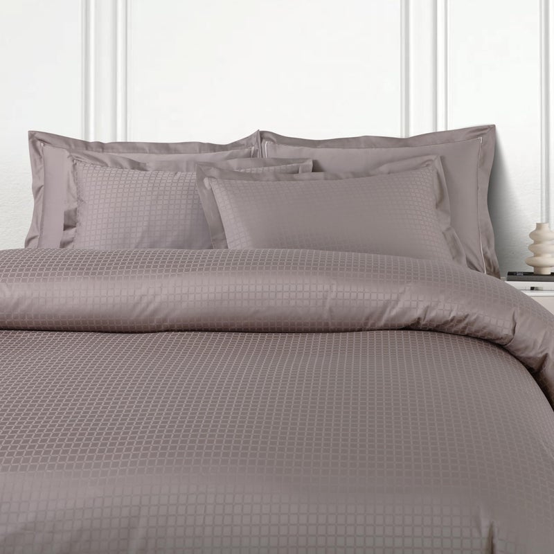 Malako Como Jacquard Taupe Brown 100% Cotton King Size Bedsheet with 2 Pillow Covers - Image 3