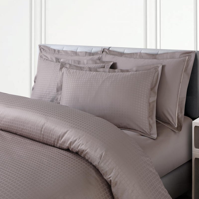Malako Como Jacquard Taupe Brown 100% Cotton King Size Bedsheet with 2 Pillow Covers - Image 4
