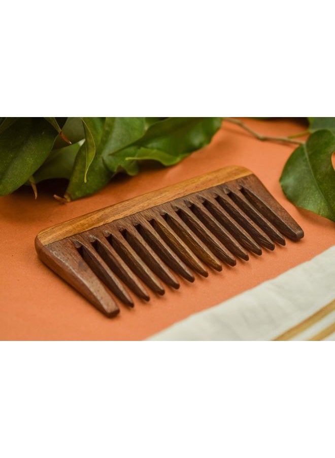 SVATV Handcrafted Rosewood Comb for Detangling Hair Comb For Thick, Curly And Wavy Hair, Non-Static and Eco-friendly Made in India (S-48) - Image 5