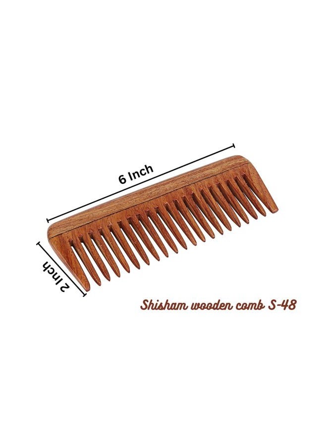 SVATV Handcrafted Rosewood Comb for Detangling Hair Comb For Thick, Curly And Wavy Hair, Non-Static and Eco-friendly Made in India (S-48) - Image 3