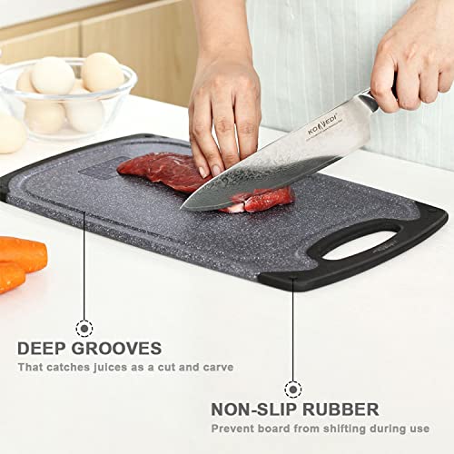 Viretang Plastic Cutting Board, 3 Pieces Dishwasher Safe Cutting Boards with Juice Grooves, Easy Grip Handle, Non-Slip, with Grinding Area for Grinding Garlic and Ginger（Dark Grey, XL） - Image 2