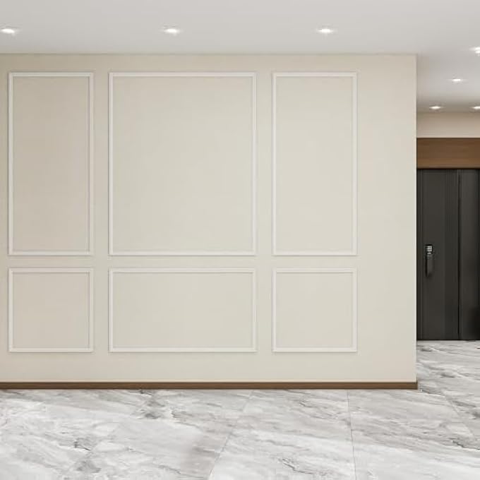 PRE-CUT WALL MOLDING KIT, WAINSCOTING READY TO ASSEMBLE 3D PANEL FOR INTERIOR DECOR, PREMADE PS WHITE PICTURE FRAME STYLE MOLDING ACCENT (SAMPLE) - Image 2