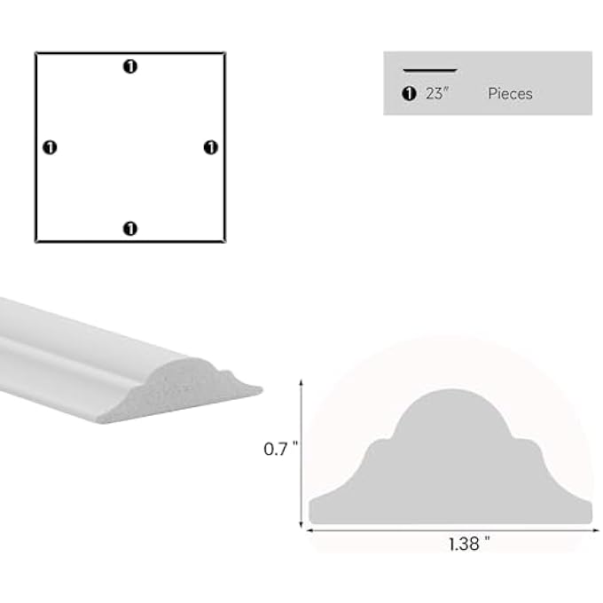 PRE-CUT WALL MOLDING KIT, WAINSCOTING READY TO ASSEMBLE 3D PANEL FOR INTERIOR DECOR, PREMADE PS WHITE PICTURE FRAME STYLE MOLDING ACCENT (SAMPLE) - Image 3