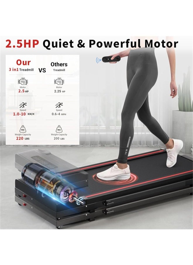Denzoz Walking Pad Treadmill for Home 3 in 1 Folding Under Desk Treadmill 2.5HP with Remote Control Portable Walking Running Pad Installation Free Running Exercise Machine for Home and Office Fitness  - Image 4