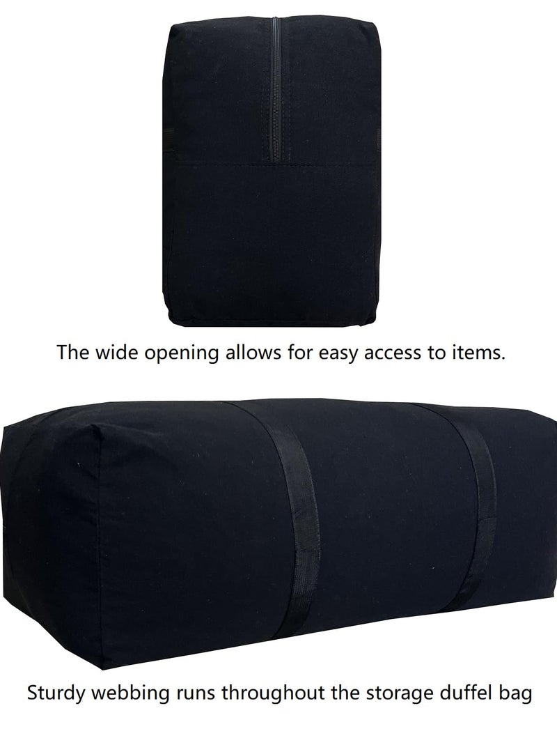 DoYiKe Extra Large Canvas Storage Duffle Bag with Zippers and Handles, Black Big Foldable Duffle Bag for Travel -100L - Image 4