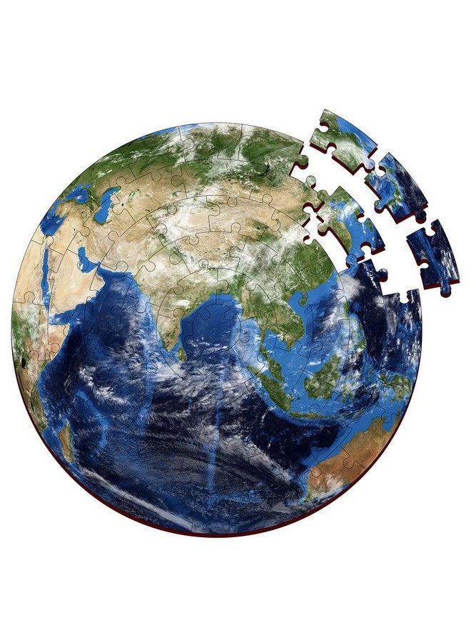 Webby Wooden Earth Jigsaw Puzzle, 60 Pcs, Multicolor - Image 2