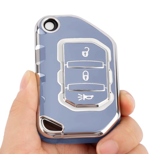 CHATYYD Key Fob Cover for Jeep with Keychain,Soft TPU Key Case for Jeep Wrangler Gladiator Proximity 2018-2024 Car Accessories - Image 3