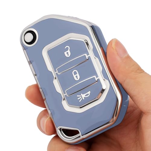 CHATYYD Key Fob Cover for Jeep with Keychain,Soft TPU Key Case for Jeep Wrangler Gladiator Proximity 2018-2024 Car Accessories - Image 4
