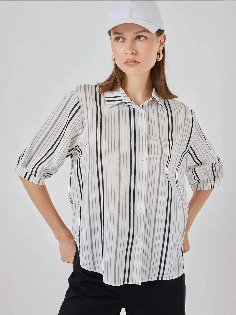 بيغ دارت قميص مخطط بوبلين