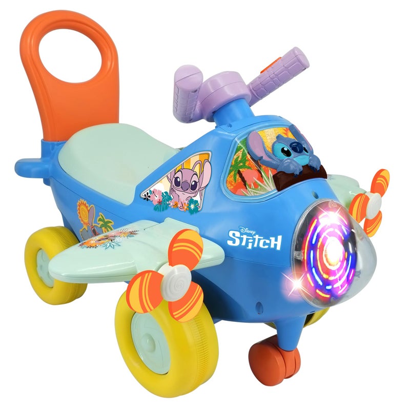 Kiddieland Disney Stitch Lights & Sounds Activity Plane Ride-On, Foot-to-Floor Toy with Interactive Dashboard, Rotating Propellers, Push Handle, for Toddlers 12â€“36 Months - Image 2